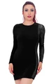 Kadın Siyah Süper Mini Dantel Detaylı Polyester Elastan Elbise - Resim 1