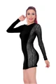 Kadın Siyah Süper Mini Dantel Detaylı Polyester Elastan Elbise - Resim 2