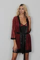 Bordo Saten Gecelik ve Sabahlık Seti - %100 Polyester 2 Parça - Resim 2