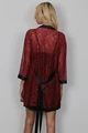 Bordo Saten Gecelik ve Sabahlık Seti - %100 Polyester 2 Parça - Resim 4