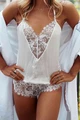 Beyaz Dantel Detaylı Fantezi Gecelik, %100 Polyester - Şık, Rahat, Şehvet Verici ve Romantik Anlar İçin - Resim 1