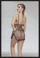Kadın Siyah Dantelli Gecelik String Takımı, %100 Polyester - Resim 2