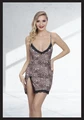 Kadın Leopar Desenli Fantezi Gecelik - String Külot Seti, %100 Polyester, Şık ve Çekici - Resim 1