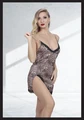 Kadın Leopar Desenli Fantezi Gecelik - String Külot Seti, %100 Polyester, Şık ve Çekici - Resim 4