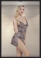 Kadın Leopar Desenli %100 Polyester İddialı Gecelik ve String Takımı - Resim 4