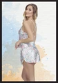Kadın Desenli Fantezi Gecelik, %100 Polyester, String Detaylı - Resim 1