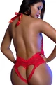 Kadın Büyük Beden Kırmızı Fantezi Babydoll, Vücut Saran, Poliamid Elastan - Resim 2