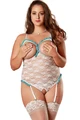 Kadın Büyük Beden Jartiyerli Babydoll, Beyaz, Poliamid-Elastan - Resim 1