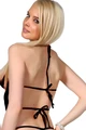 Kadın Siyah Taş Detaylı Dantel Poliamid Elastan Babydoll - Resim 4