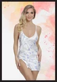 Kadın Mavi Desenli Gecelik ve String Seti, %100 Polyester - Resim 1