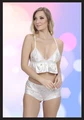 Kadın Beyaz Desenli Dekolteli Gecelik String Takım - S/M, Polyester - Resim 5