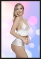 Kadın Beyaz Desenli Dekolteli Gecelik String Takım - S/M, Polyester - Resim 3