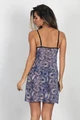 Kadın Mavi Desenli Seksi Fantezi Gecelik, Polyester, String Detaylı - Resim 3