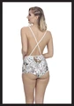Kadın Saten Baskılı Babydoll - Polyester, Vücudu Saran, Tek Parça, Zarif Desenli - Resim 2