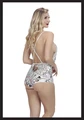 Kadın Saten Baskılı Babydoll - Polyester, Vücudu Saran, Tek Parça, Zarif Desenli - Resim 3