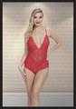 Kadın Kırmızı Dantel Detaylı Fantezi Babydoll, %90 Poliamid %10 Elastan - Resim 1