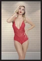 Kadın Kırmızı Dantel Detaylı Fantezi Babydoll, %90 Poliamid %10 Elastan - Resim 5