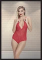 Kadın Kırmızı Dantel Detaylı Fantezi Babydoll, %90 Poliamid %10 Elastan - Resim 6