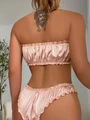 Kadın Pembe Özel Tasarım Seksi Polyester İç Çamaşır Takımı - Resim 2