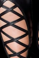 Siyah Deri Görünümlü Harness Fantezi Kostüm - Kadın, Polyester Elastan, Bacaklık, Pelerin, Jartiyer Seti - Resim 4