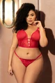 Kırmızı Büyük Beden Seksi Fantezi Kostüm, Özel Tasarım Polyester Gecelik ve İç Çamaşırı Seti - Resim 4
