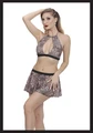 Leopar Desenli Kadın Bralet ve Etek Takım, Vücudu Saran Kesim, Polyester - Resim 2