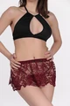 Kadın Bordo Fantezi Alt-Üst Etek Takımı, Polyester - Resim 4
