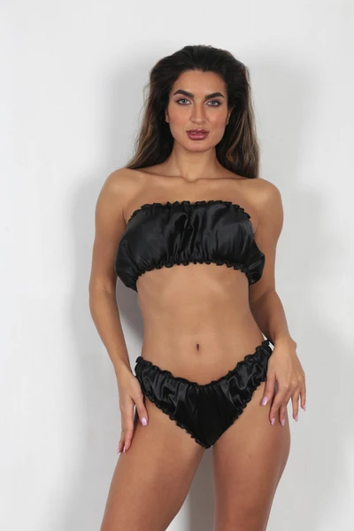 Kadın İç Çamaşır Takımı - Siyah, %100 Polyester