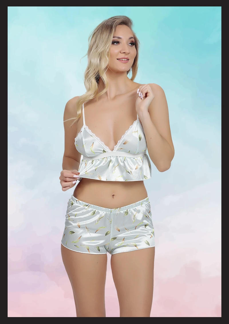 Kadın Desenli Alt Üst Takım, %100 Polyester, Yazlık Rahat Kesim, S/M Beden